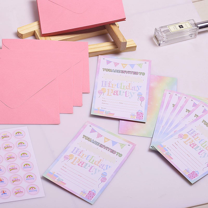 Idealmuzik 30 Pack Birthday Party Invitations for Girls with Envelopes and Sticker  Cute Birthday Party Invitations Cards for Kids  Party Decorations Supplies for Baby Shower Birthday Party - Image 5